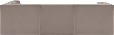 Talia Taupe Velvet Performance Fabric Upholstered Sectional, 5-Piece (Style 3)