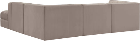Talia Taupe Velvet Performance Fabric Upholstered Sectional, 5-Piece (Style 3)