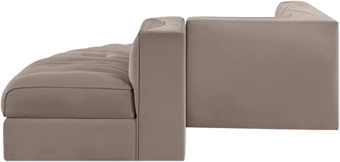 Talia Taupe Velvet Performance Fabric Upholstered Sectional, 5-Piece (Style 4)