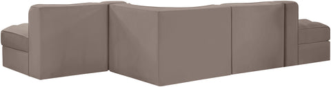 Talia Taupe Velvet Performance Fabric Upholstered Sectional, 5-Piece (Style 4)
