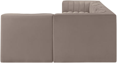 Talia Taupe Velvet Performance Fabric Upholstered Sectional, 5-Piece (Style 5)
