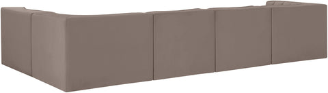 Talia Taupe Velvet Performance Fabric Upholstered Sectional, 5-Piece (Style 5)