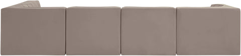 Talia Taupe Velvet Performance Fabric Upholstered Sectional, 5-Piece (Style 5)