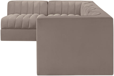 Talia Taupe Velvet Performance Fabric Upholstered Sectional, 5-Piece (Style 5)