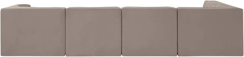 Talia Taupe Velvet Performance Fabric Upholstered Sectional, 5-Piece (Style 5)