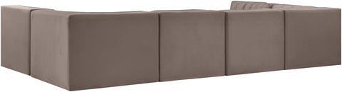Talia Taupe Velvet Performance Fabric Upholstered Sectional, 6-Piece