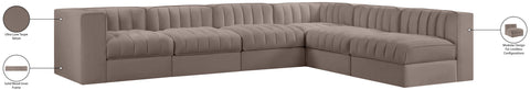 Talia Taupe Velvet Performance Fabric Upholstered Sectional, 6-Piece (Style 2)