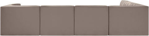 Talia Taupe Velvet Performance Fabric Upholstered Sectional, 6-Piece (Style 2)