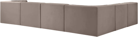 Talia Taupe Velvet Performance Fabric Upholstered Sectional, 6-Piece (Style 2)