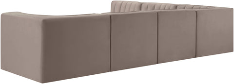 Talia Taupe Velvet Performance Fabric Upholstered Sectional, 6-Piece (Style 2)