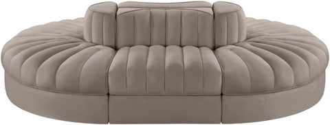 Talia Taupe Velvet Performance Fabric Upholstered Sectional, 6-Piece (Style 3)