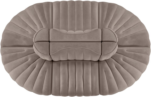 Talia Taupe Velvet Performance Fabric Upholstered Sectional, 6-Piece (Style 3)