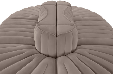 Talia Taupe Velvet Performance Fabric Upholstered Sectional, 6-Piece (Style 3)