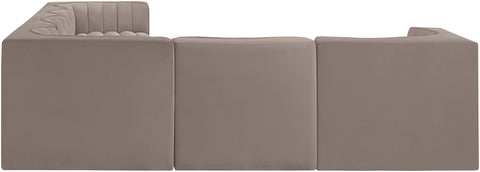Talia Taupe Velvet Performance Fabric Upholstered Sectional, 6-Piece (Style 4)