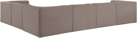 Talia Taupe Velvet Performance Fabric Upholstered Sectional, 6-Piece (Style 4)