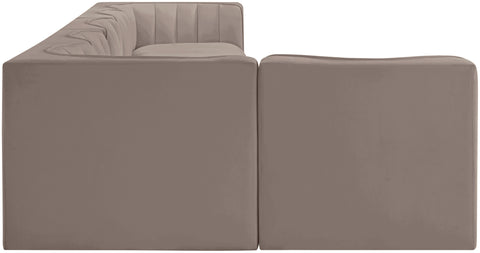 Talia Taupe Velvet Performance Fabric Upholstered Sectional, 6-Piece (Style 5)