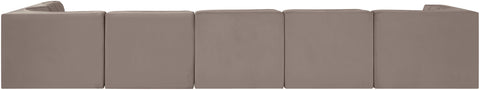 Talia Taupe Velvet Performance Fabric Upholstered Sectional, 6-Piece (Style 5)