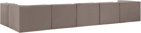 Talia Taupe Velvet Performance Fabric Upholstered Sectional, 6-Piece (Style 5)