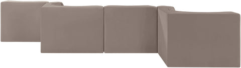 Talia Taupe Velvet Performance Fabric Upholstered Sectional, 6-Piece (Style 6)