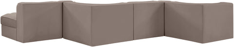 Talia Taupe Velvet Performance Fabric Upholstered Sectional, 6-Piece (Style 6)