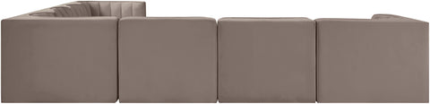 Talia Taupe Velvet Performance Fabric Upholstered Sectional, 7-Piece