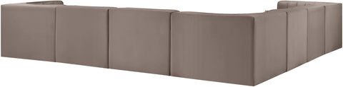 Talia Taupe Velvet Performance Fabric Upholstered Sectional, 7-Piece
