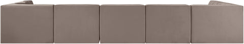 Talia Taupe Velvet Performance Fabric Upholstered Sectional, 7-Piece (Style 2)
