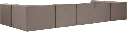 Talia Taupe Velvet Performance Fabric Upholstered Sectional, 7-Piece (Style 2)
