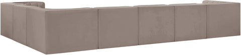Talia Taupe Velvet Performance Fabric Upholstered Sectional, 7-Piece (Style 3)