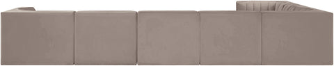 Talia Taupe Velvet Performance Fabric Upholstered Sectional, 7-Piece (Style 3)