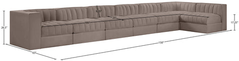 Talia Taupe Velvet Performance Fabric Upholstered Sectional, 7-Piece (Style 4)