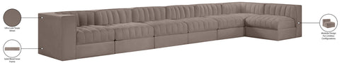 Talia Taupe Velvet Performance Fabric Upholstered Sectional, 7-Piece (Style 4)
