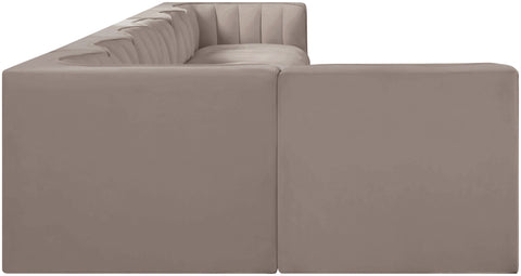 Talia Taupe Velvet Performance Fabric Upholstered Sectional, 7-Piece (Style 4)