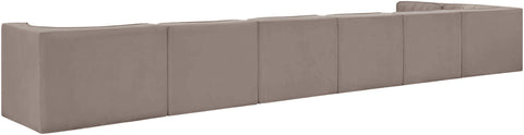 Talia Taupe Velvet Performance Fabric Upholstered Sectional, 7-Piece (Style 4)