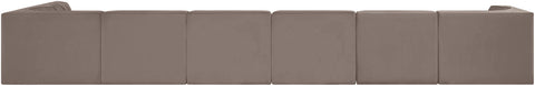Talia Taupe Velvet Performance Fabric Upholstered Sectional, 7-Piece (Style 4)