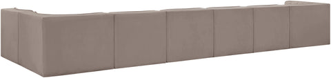 Talia Taupe Velvet Performance Fabric Upholstered Sectional, 7-Piece (Style 4)