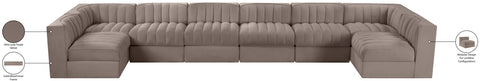 Talia Taupe Velvet Performance Fabric Upholstered Sectional, 8-Piece