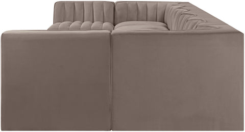 Talia Taupe Velvet Performance Fabric Upholstered Sectional, 8-Piece