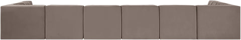 Talia Taupe Velvet Performance Fabric Upholstered Sectional, 8-Piece