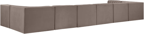 Talia Taupe Velvet Performance Fabric Upholstered Sectional, 8-Piece