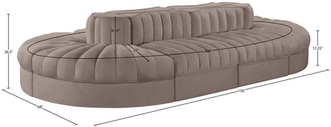 Talia Taupe Velvet Performance Fabric Upholstered Sectional, 8-Piece (Style 2)
