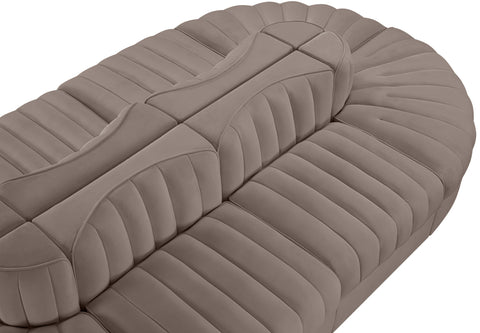 Talia Taupe Velvet Performance Fabric Upholstered Sectional, 8-Piece (Style 2)