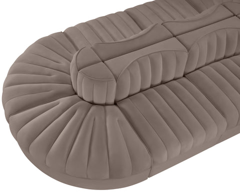 Talia Taupe Velvet Performance Fabric Upholstered Sectional, 8-Piece (Style 2)