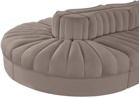Talia Taupe Velvet Performance Fabric Upholstered Sectional, 8-Piece (Style 2)