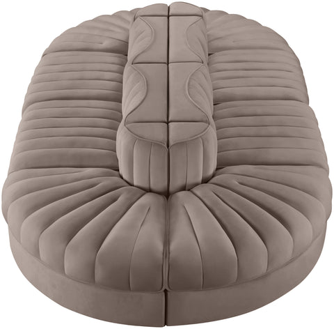Talia Taupe Velvet Performance Fabric Upholstered Sectional, 8-Piece (Style 2)