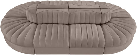 Talia Taupe Velvet Performance Fabric Upholstered Sectional, 8-Piece (Style 2)