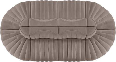 Talia Taupe Velvet Performance Fabric Upholstered Sectional, 8-Piece (Style 2)