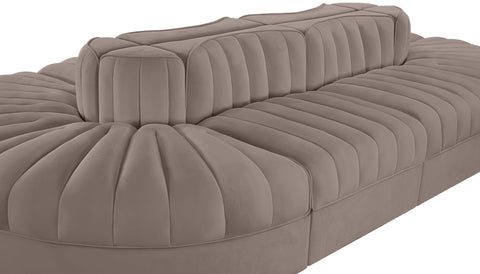 Talia Taupe Velvet Performance Fabric Upholstered Sectional, 8-Piece (Style 2)