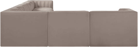 Talia Taupe Velvet Performance Fabric Upholstered Sectional, 8-Piece (Style 3)