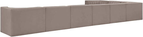 Talia Taupe Velvet Performance Fabric Upholstered Sectional, 8-Piece (Style 3)